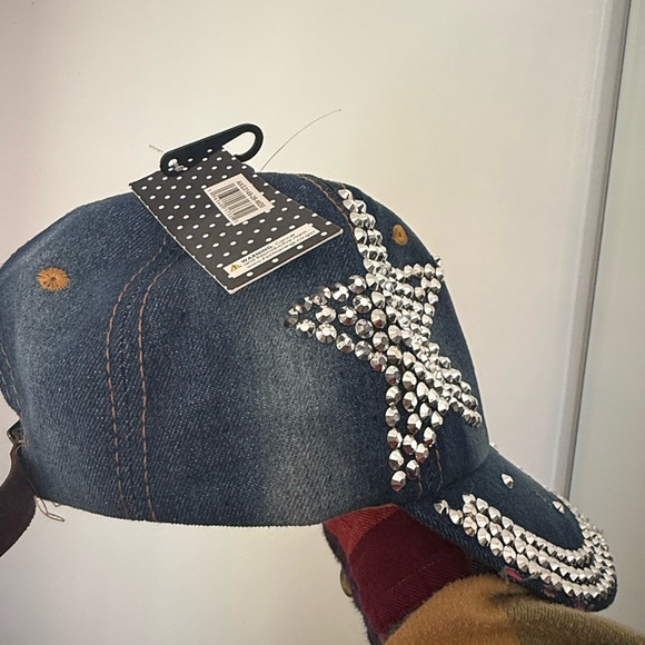 Denim Rhinestone Baseball Hat - Picture 2 of 3